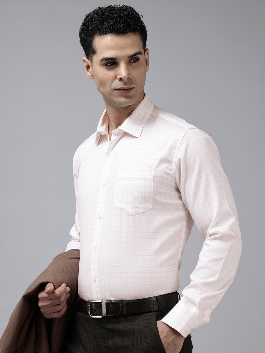 Van Heusen Slim Fit Opaque Checked Pure Cotton Formal Shirt