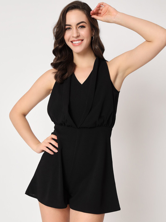Zastraa V-Neck Sleeveless Playsuit