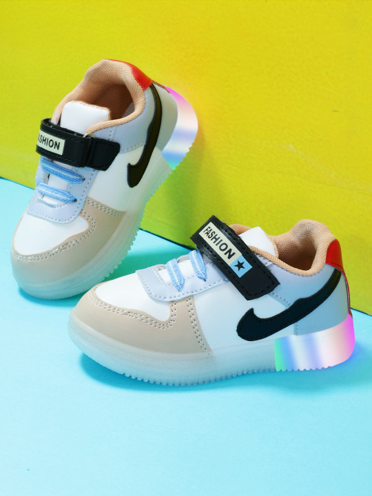 PASSION PETALS Kids Colourblocked Lightweight LED Lace-up Sneakers