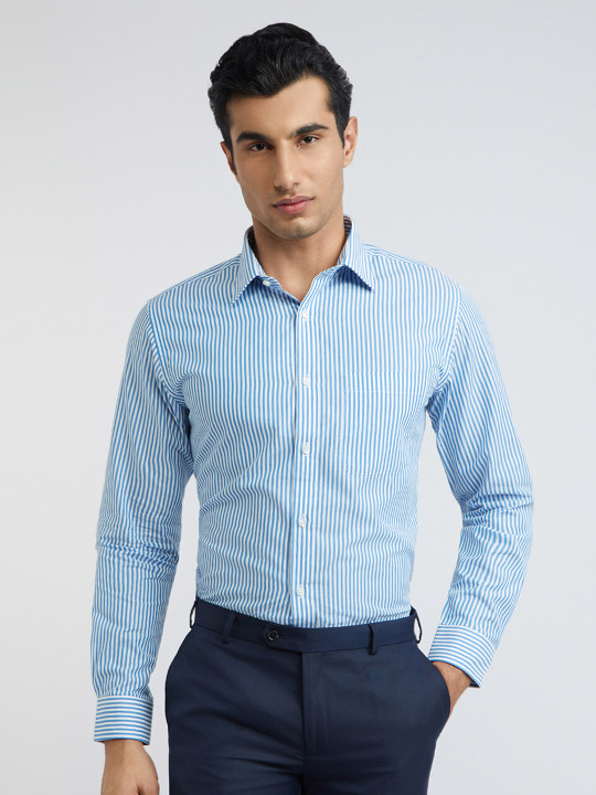 Raymond Slim Fit Striped Pure Cotton Formal Shirt