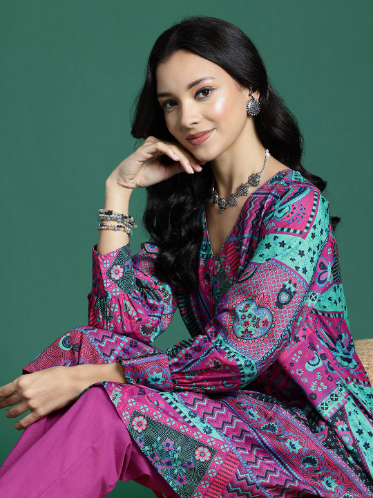 Sangria Printed Pure Cotton Kurta Set