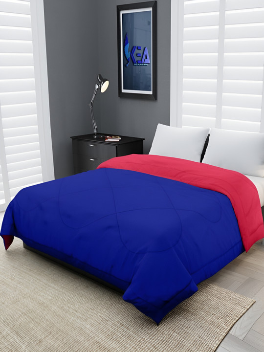 RF RELAXFEEL Pink & Blue Geometric Heavy Winter 233 GSM Double Bed Quilt
