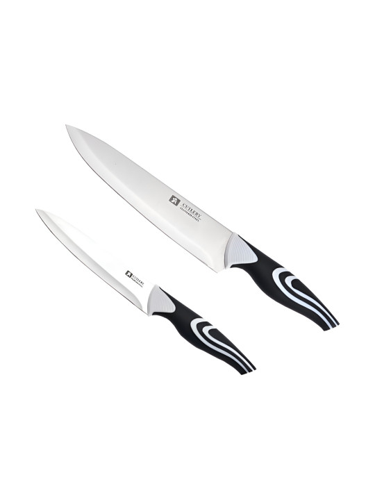 P-Plus International Silver Toned & Black 2 Pieces Stainless Steel Cleaver Knife