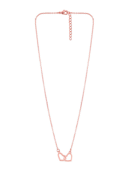 Mahi Rose Gold-Plated Heart Shaped Pendants with Chains