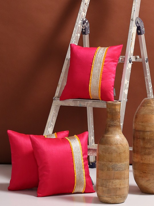 Pink Set of 3 Square Cushion Covers