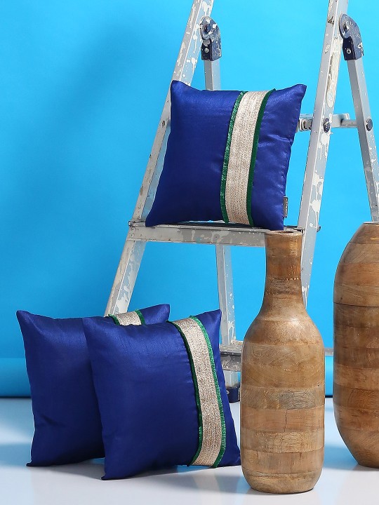 Blue Set of 3 Square Cushion Covers