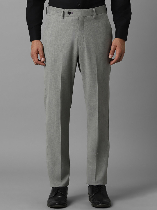 Luxure by Louis Philippe Men Mid-Rise Textured Slim Fit Formal Trousers