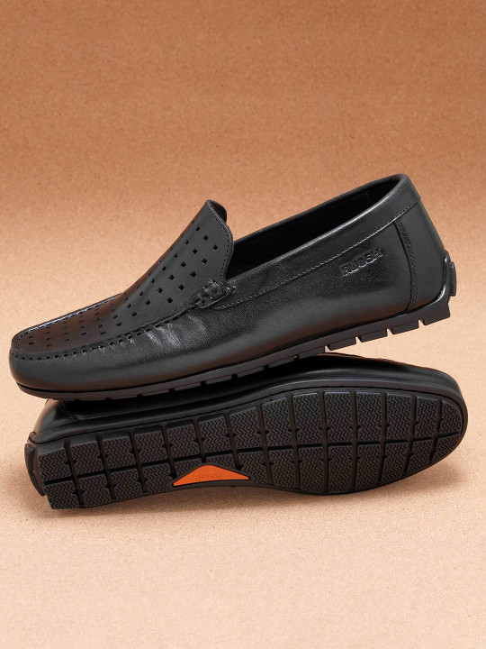Ruosh Men Perforations Leather Driving Shoes