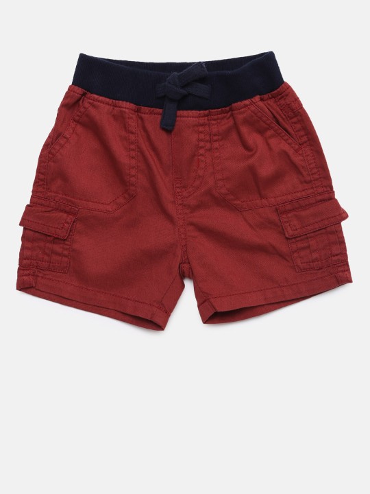 Boys Red Solid Regular Fit Regular Shorts 6M