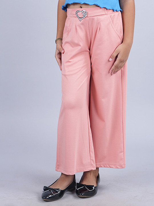 KiddoPanti Girls Straight Fit Pleated Parallel Trousers