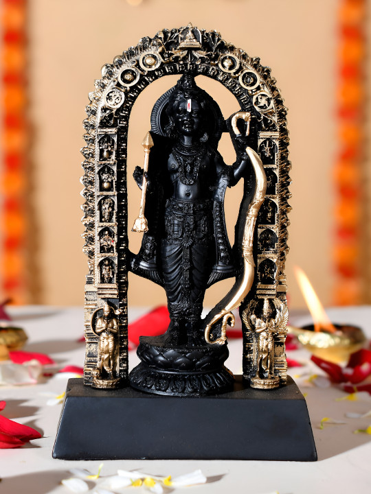 CRAFTAM Black and GoldToned Ram Lalla Idol Murti Statue Religious Idol Showpiece