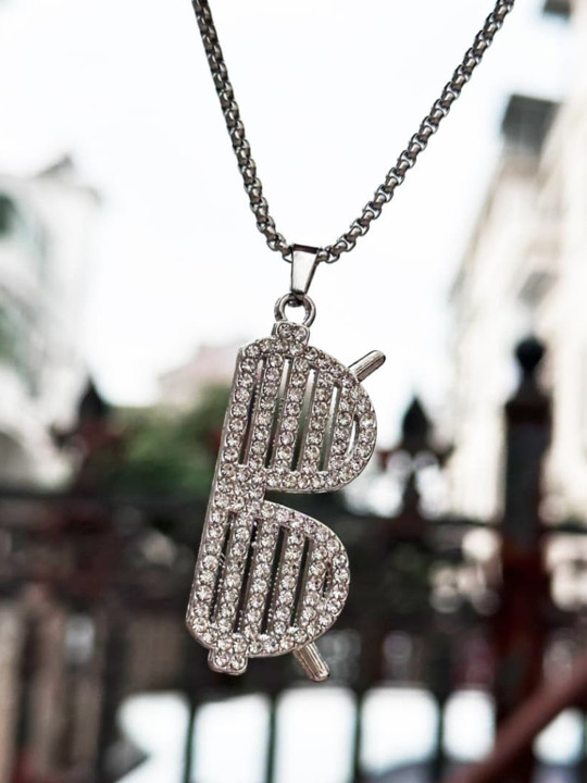 SALTY Men Stainless Steel Artificial Stones Studded Contemporary Pendants with Chains