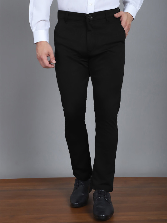 Indian Needle Men Relaxed Tapered Fit Easy Wash Formal Trouser
