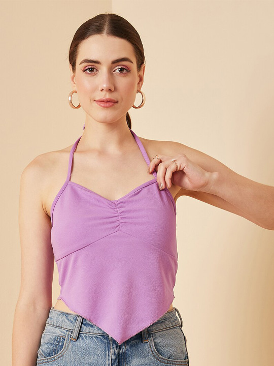 RARE Halter Neck Crop Fitted Top