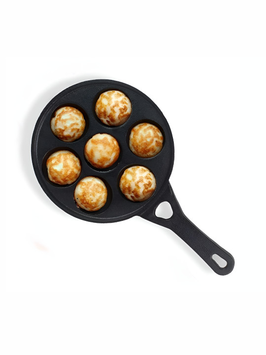 The Indus Valley Black Cast Iron Dishwasher Safe Appam Patra