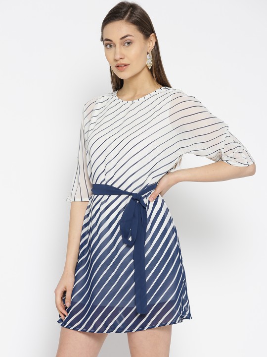 Buy Women Blue & White Striped Shirt Dress Online at desertcartINDIA