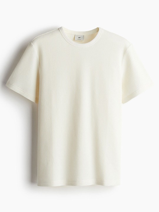 Men Regular Fit Waffled T-shirt deal from myntra