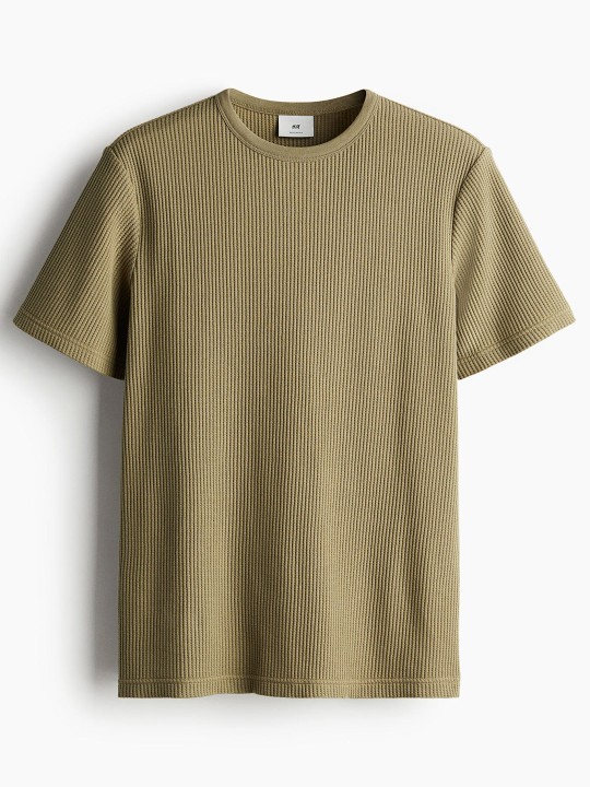Men Regular Fit Waffled T-shirt