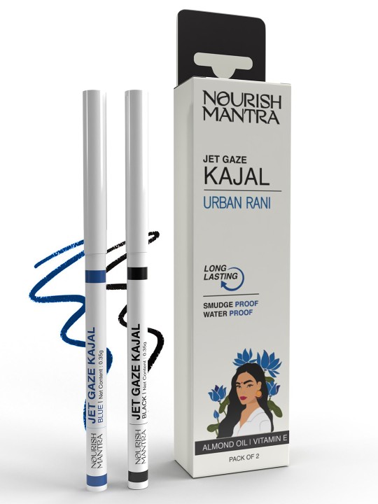 Nourish Mantra Jet Gaze Kajal Urban Rani, Combo, Black & Blue