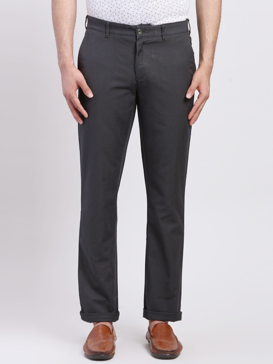 ColorPlus Men Checked Slim Fit Cotton Chinos Trousers