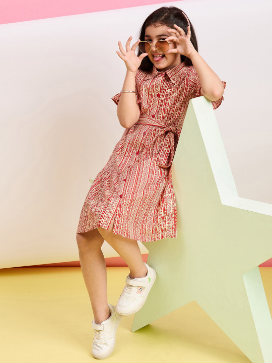 StyloBug Girls Tribal Print Shirt Dress