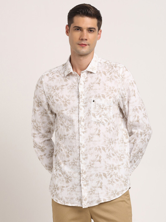 Turtle Floral Printed Relaxed Slim Fit Pure Cotton Casual Shirt
