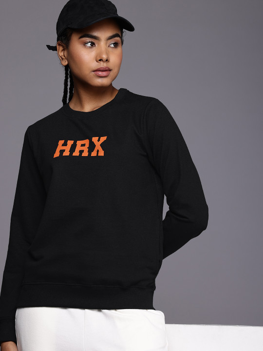 HRX by Hrithik Roshan Brand Logo Printed Knitted Sweatshirt