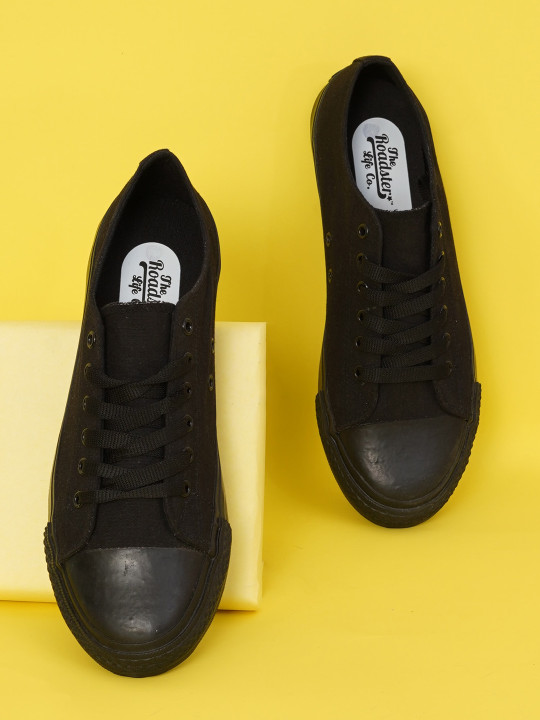 Roadster The Lifestyle Co. Men Black Textured Comfort Insole Canvas Lace-Up Sneakers