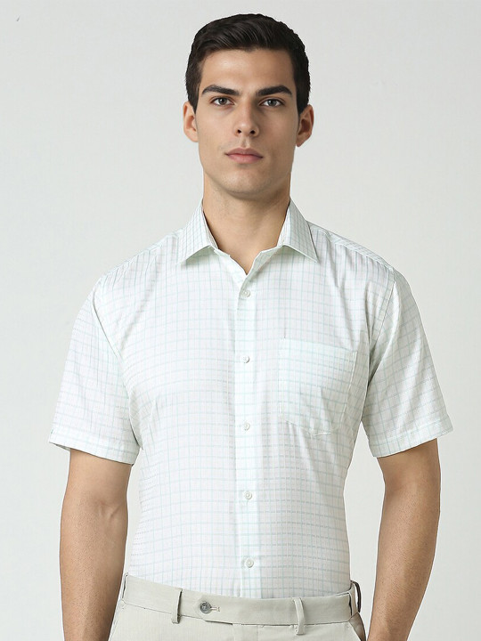 Van Heusen Grid Tattersall Checked Pure Cotton Formal Shirt