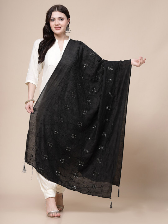 Clora Creation Ethnic Motifs Embroidered Sequinned Dupatta