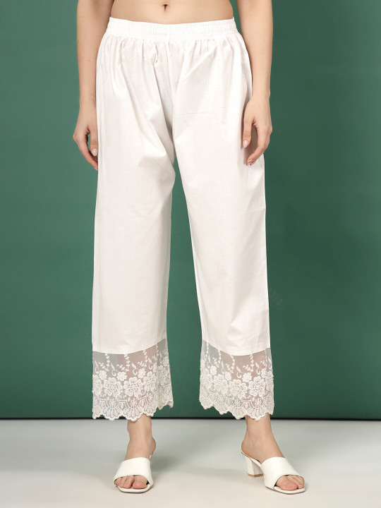 Clora Creation Floral Hem Design Knitted Ethnic Palazzos