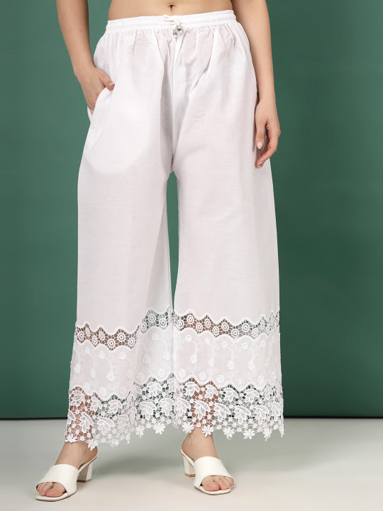 Clora Creation Floral Hem Design Knitted Palazzos