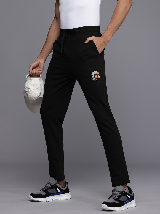 HRX by Hrithik Roshan HRX By Hrithik Roshan Lifestyle Men Black Bio Wash Pure Cotton Track Pants