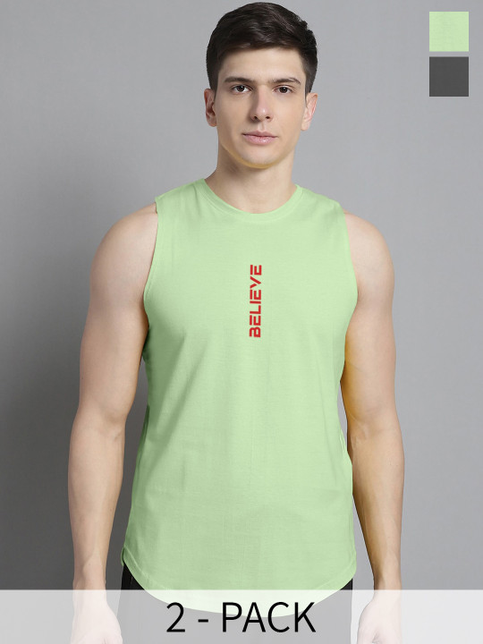 FBAR Pack Of 2 Printed Cotton Skin-Friendly Gym Vests