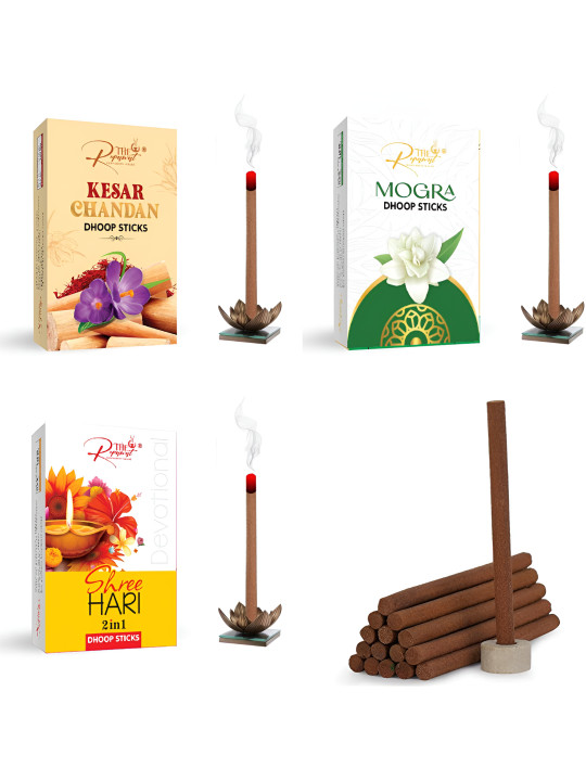 THE RUPAWAT Perfumery House Wood 3 Piece Scented Ganesh Chaturthi Incense Sticks