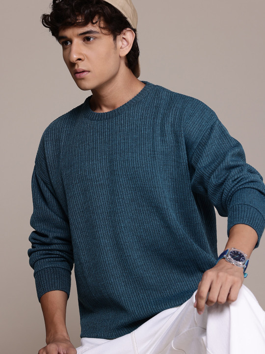 Roadster The Lifestyle Co. Ribbed Drop-Shoulder Sleeve Pullover
