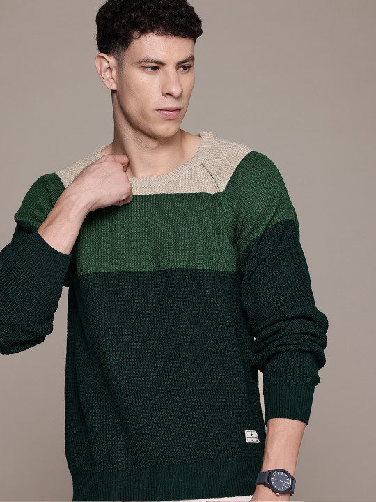 Roadster The Lifestyle Co. Pure Acrylic Colourblocked Pullover
