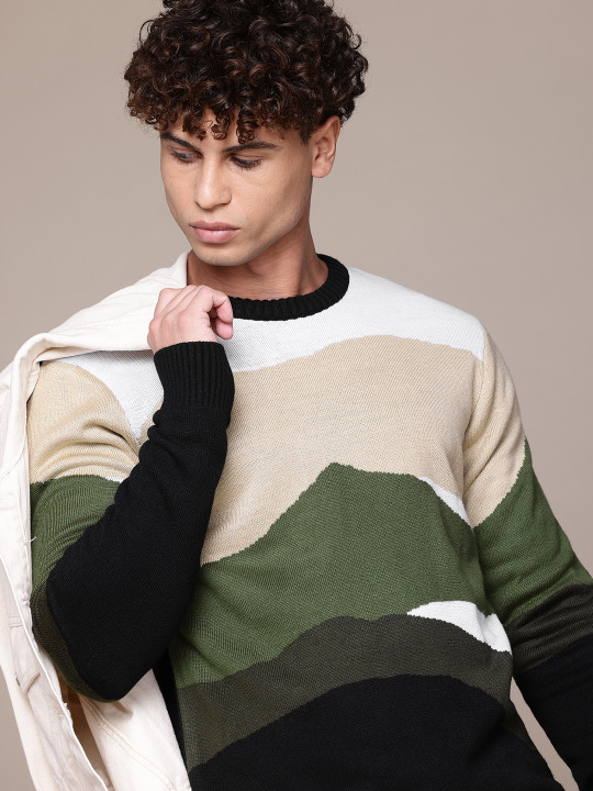Roadster The Lifestyle Co. Abstract Design Round Neck Pullover