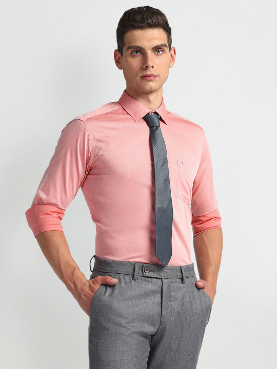 Arrow Cotton Spread Collar Long Sleeves Slim Fit Autopress Formal Shirt