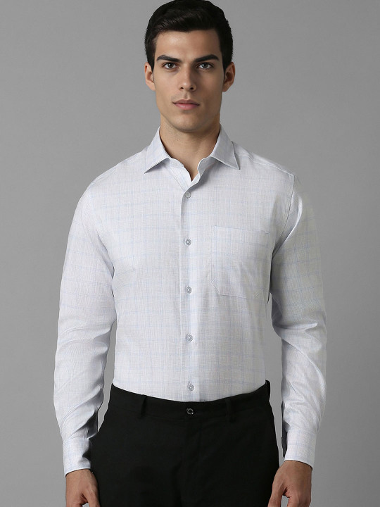 Louis Philippe Self Design Checked Cotton Formal Shirt