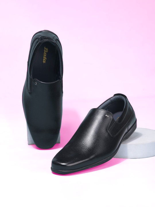 Bata Men Textured Formal Slip-On Shoes