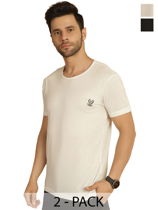 MACK JONNEY Pack of 2 Short Sleeves Round Neck Cotton T-shirt