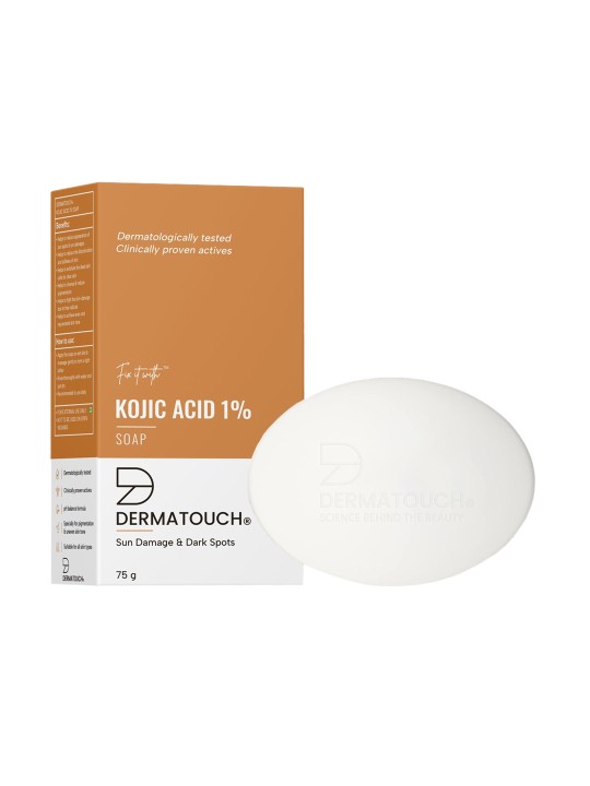Dermatouch Kojic Acid 1% Soap with Glutathione, For Pigmentation & Sun damage, Soap for Men & Women