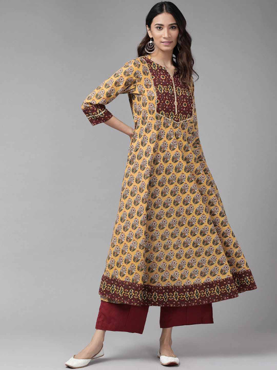 KALINI Ethnic Motifs Printed Flared Sleeves Anarkali Kurta