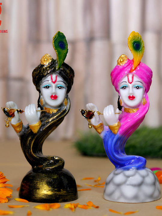 GW CREATIONS Green & Pink 2 Pieces Religious Idol Showpiece
