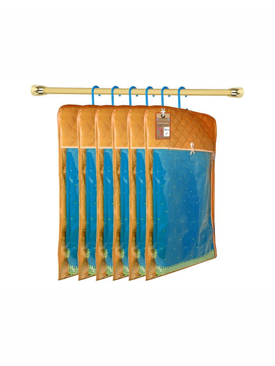 atorakushon Gold-Toned Set of 6 Reusable Clothes Storage Bags Wardrobe Organisers