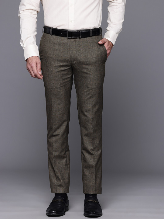 Raymond Men Checked Slim Fit Formal Trousers