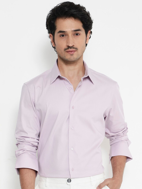 RARE RABBIT Men Pink Regular Fit Plain Formal Shirt