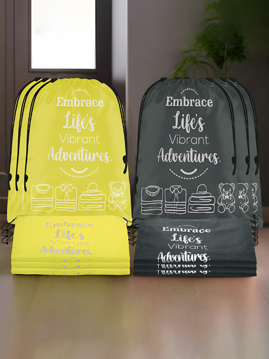 Kuber Industries Yellow 12 Pieces Printed Fabric Shoes Organisers