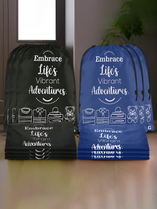 Kuber Industries Blue 12 Pieces Printed Fabric Shoes Organisers